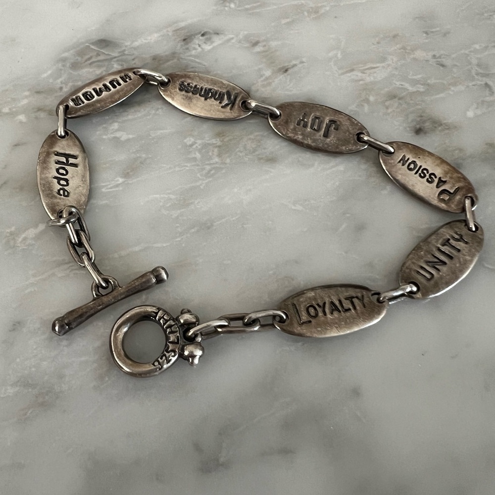 925 Sterling Silver “Courage • Love • Trust • Honor” Link Bracelet